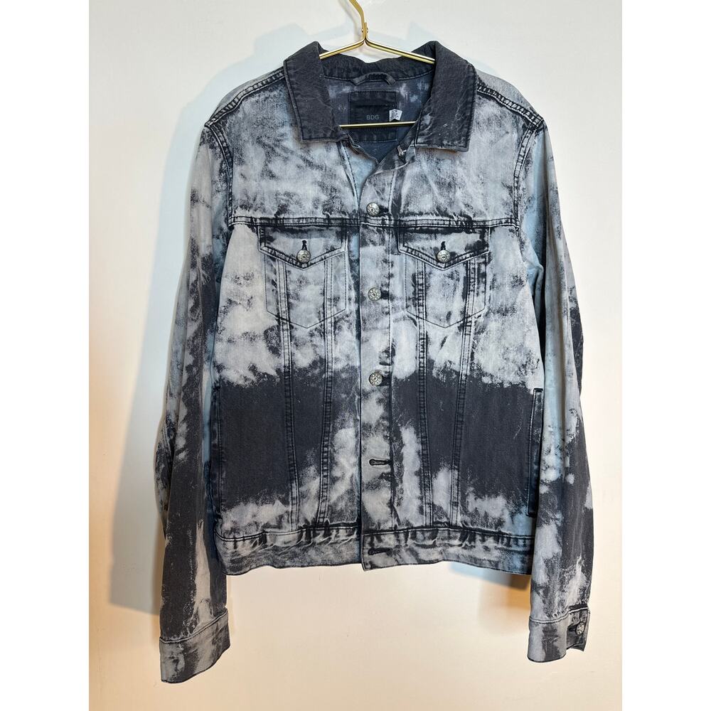 BDG Urban Outfitters Bleach Washed Jean Jacket Mens L Black